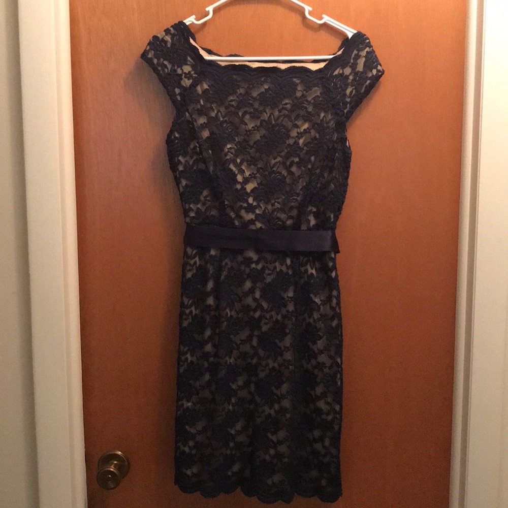 Blue lace cocktail dress